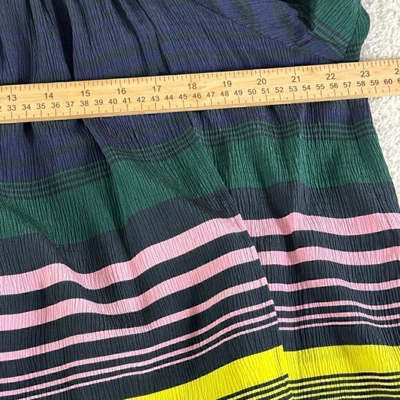 Apiece Apart top womens Sz 0 silk Blouse smocked off shoulder striped tassel - Picture 6 of 13